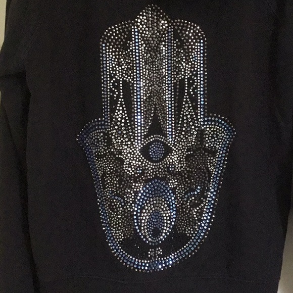 Studded hands of hamsa evil eye zip up - Picture 8 of 11